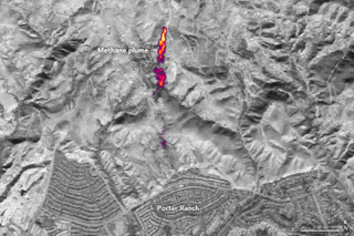 AVIRIS Aircraft infrared image of the Aliso Canyon gas leak on January 12th. Image: NASA